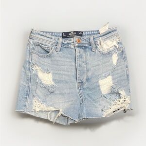 Hollister Women's Ripped Jean Shorts - Light Blue